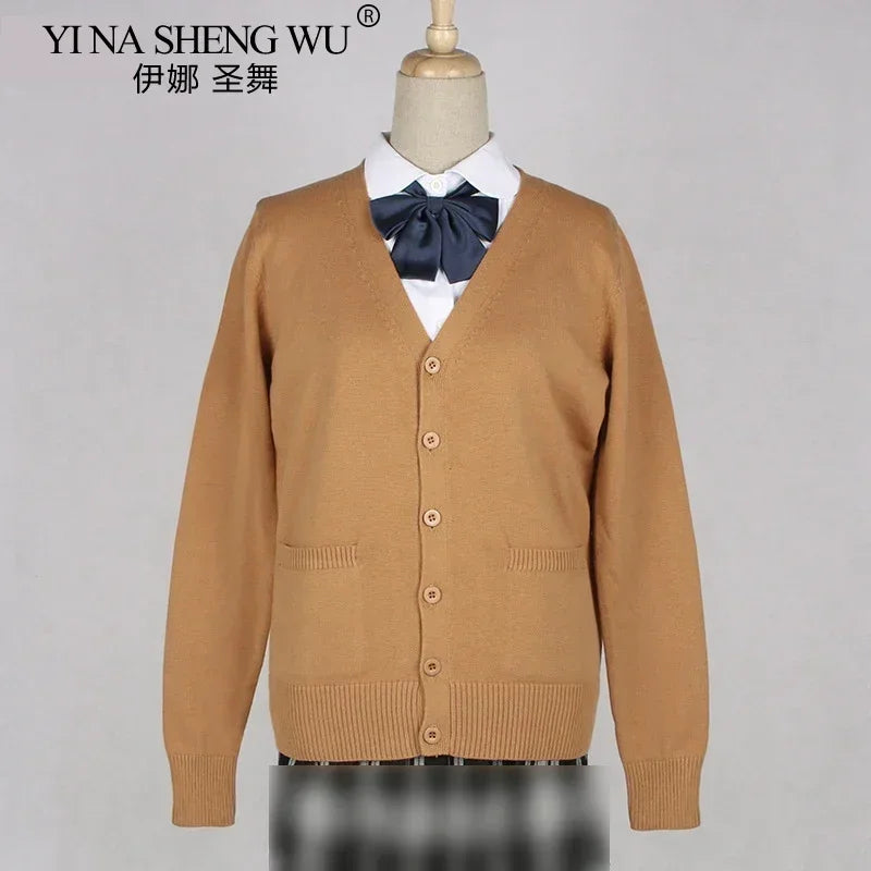 School JK Uniform Sweater Coat Anime Cosplay Costumes Cardigan Outerwear Sweater 16 Colour Long Sleeve Knitting Coat For Girls