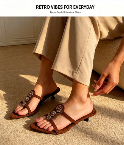 Women Crystal Clip Toe Slippers Pointed Toe Luxury Heels Shoes Dress Woman Sandals Party Trend Flip Flops New Cozy Female Slides