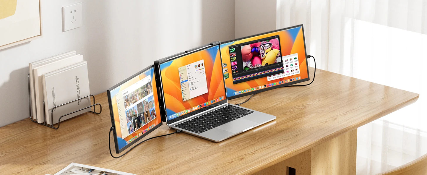 15.6inch Triple Screen Extender For Laptops 1080P FHD IPS Portable Dual External Monitors For Macbook Windows Extension 13-17"