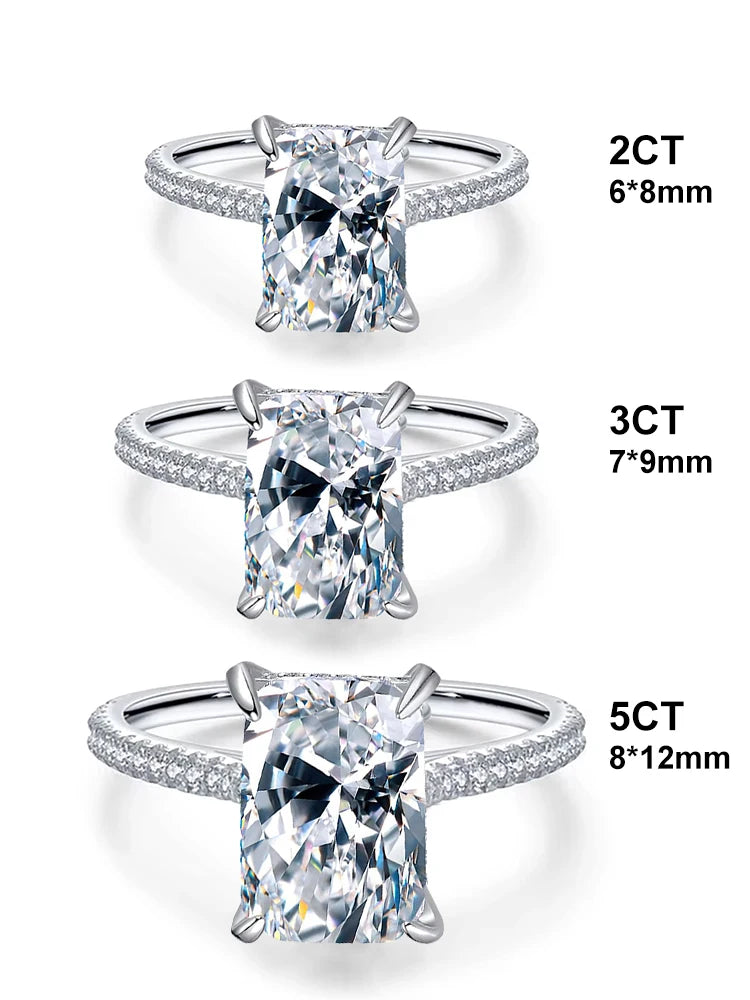 925 Sterling Silver 2-5CT Rectangle Zircon Gorgeous Shiny Ring For Women Anniversary Wedding Luxury High Quality Fine Jewelry