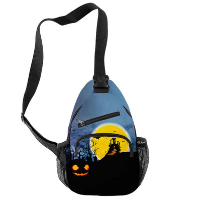 Fashion Youthful Halloween Skeleton Boys/Girls 3D Printed Chest Bags Oxford Waterproof Sports Crossbody Travel Bag Shoulder Bags