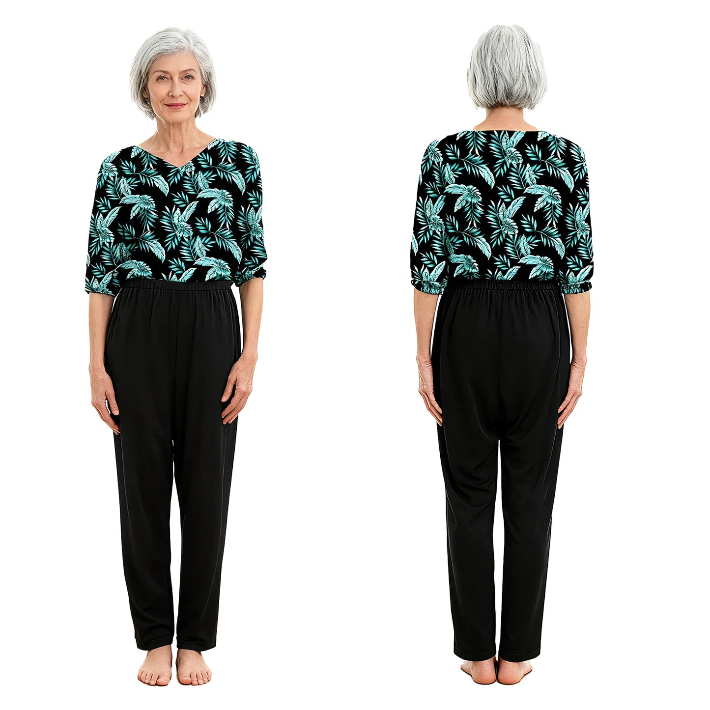 Women Special Need Adaptive Clothing Elderly Alzheimer Dementia Back Zipper Anti-Strip Nursing Jumpsuit Homewear Sleepwear