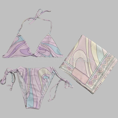 Classic Design Women's Headband Swimsuits with Letter Signature Logo Designer Brand Lady Sexy Scarf Swimsuits Beachwear