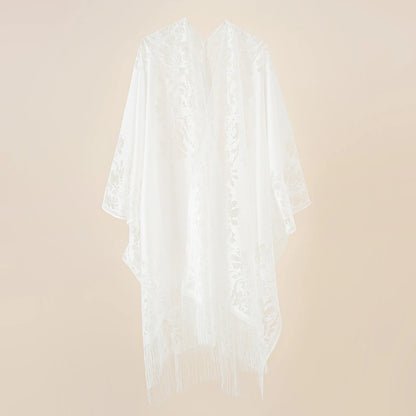 Women Sun Protection Shawl Lady Summer Hollow Out Lace Cardigan Holiday Bikini Blouse Breathable Beach Cape Sexy Long Tippet
