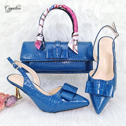 White Women Shoes And Bag Set African Ladies High Heels Pumps Match With Handbag Fashion Sandals Clutch Femmes Sandales YM2302