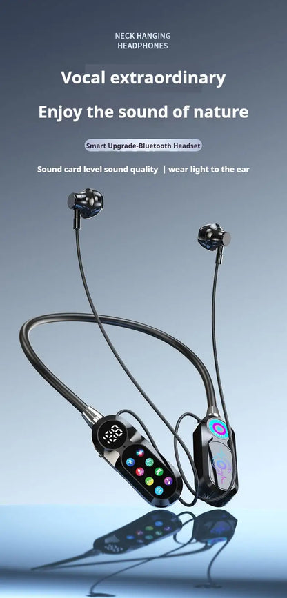 For Live Karaoke HD Screen Wireless Bluetooth 5.4 Headphones HiFi Sound Neckband Earphones Sports Gamer Headsets Noise Reduction