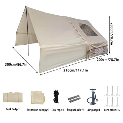 PAKICETUS Luxury Inflatable Camping Tent with Skylight Quick Setup Blow Up Tent with Air Pump 4-6 Persons Large Family Portable Outdoor Tent for Camping Hiking Backyard
