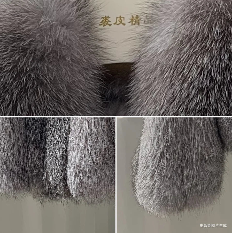 Winter Jacket Women Luxury Natural Fur Coat Real Fox Fur Coat Warm Luxury Crop Jacket Big Collar