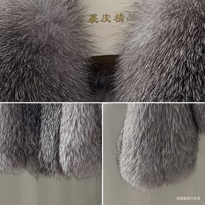 Winter Jacket Women Luxury Natural Fur Coat Real Fox Fur Coat Warm Luxury Crop Jacket Big Collar
