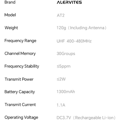 ALERVITES AT2 Public Network Walkie Talkie Unlimited Global Communication Range Ultra-thin Portable Two Way Radio