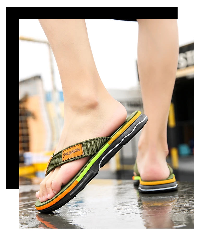High Quality Green Men Summer Flip-Flop Non-slip Beach Slippers for Men Outdoor Flip Flops Man Fashion Slides Chinelo Masculino