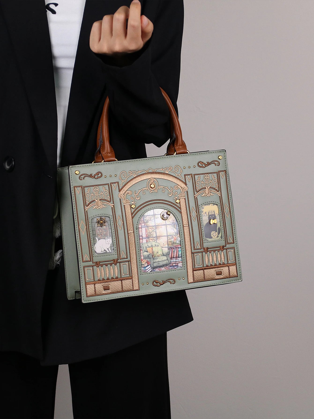 2026 Light Luxury Niche Design Fashion New Cat Bag Light Luxury Heavy Industry Craft Embroidery Thread Small Square B