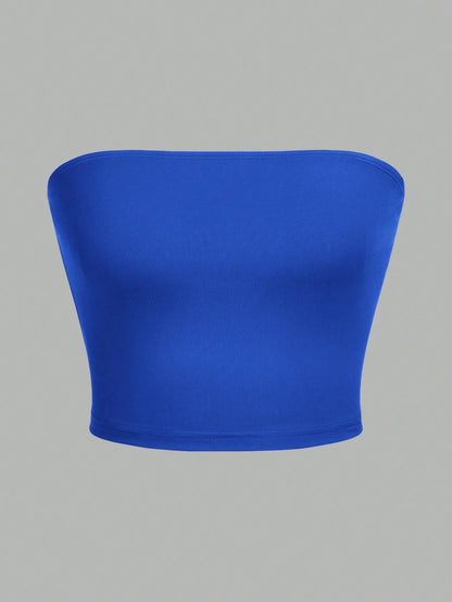 Women's Strapless Vest Sleeveless Crop Top Lady's Flat Mouthed Navel Wrapped Chest Top Party Outfit Strapless Vest Clothing