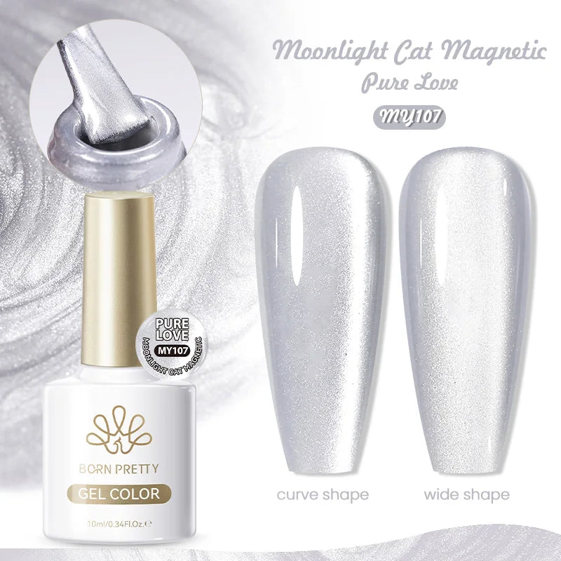BORN PRETTY 10ml Cat Magnetic Gel Nail Polish Moonlight Glass Bead Water Light Crystal Soak Off UV Varnish For DIY Nail Art