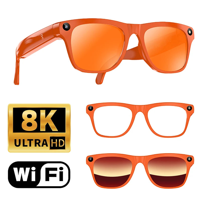 AI Smart Shooting Glasses with 8MP HD Camera AI Translation Bluetooth Call Video Record Music Playback Multi-functional Fashion