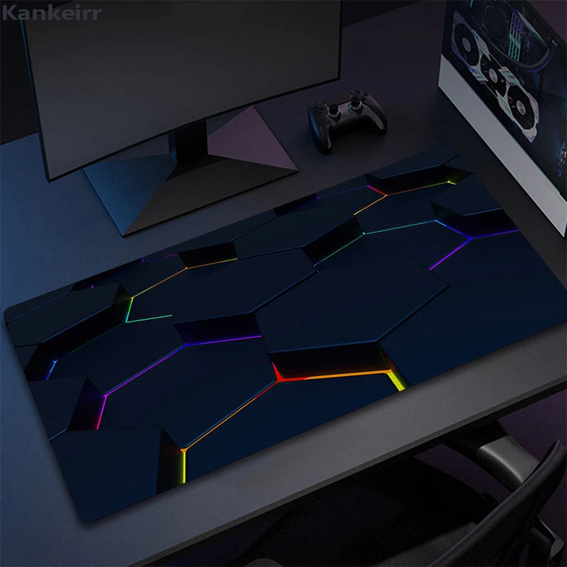 XXL 3D Cool Geometry Mouse Pad Large Computer Rug Office Table Mat 90x40cm Rubber Anti-slip Gaming Keyboard Mousepads Desk Pads