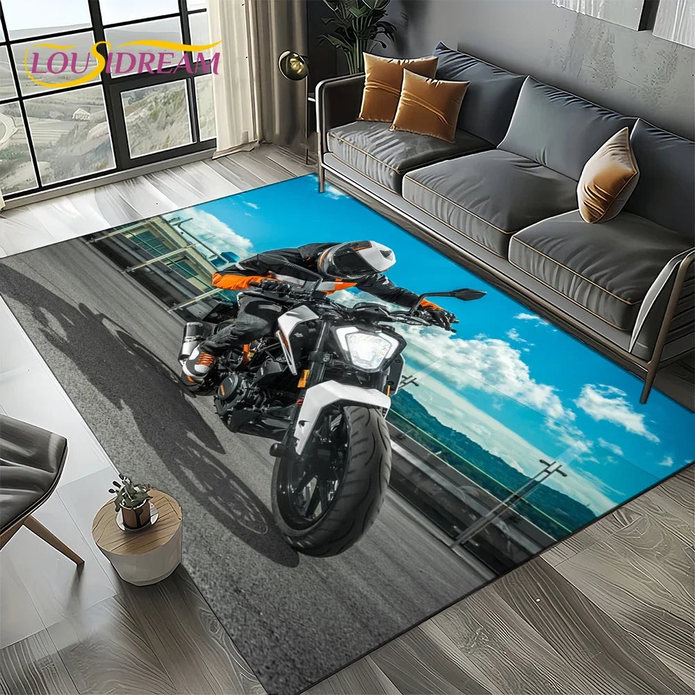 Racing Car K-KTM Motorcycle Carpet Rug for Living Room Bedroom Home Sofa Decoration,Kids Play Area Rug Non-slip Floor Mat Gift