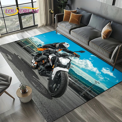 Racing Car K-KTM Motorcycle Carpet Rug for Living Room Bedroom Home Sofa Decoration,Kids Play Area Rug Non-slip Floor Mat Gift