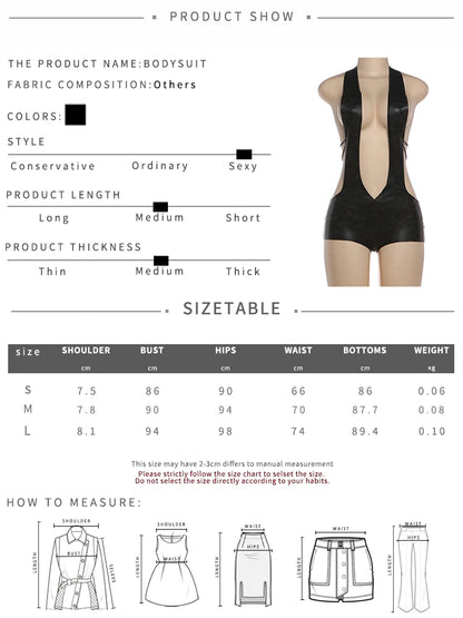 Weird Puss Sexy Backless Romper Women Deep V-Neck Sleeveless Coquette Summer New 2026 Trend Stretch Skinny Clubwear Playsuit