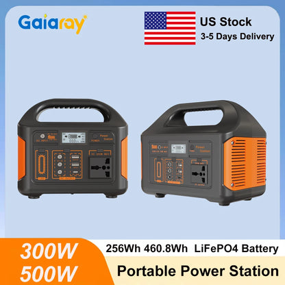 Gaiaray 500W 300W Portable Power Station 460.8Wh LiFePO4 Battery Charging Station 110V Solar Generator Emergency Power Bank for Camping Travel