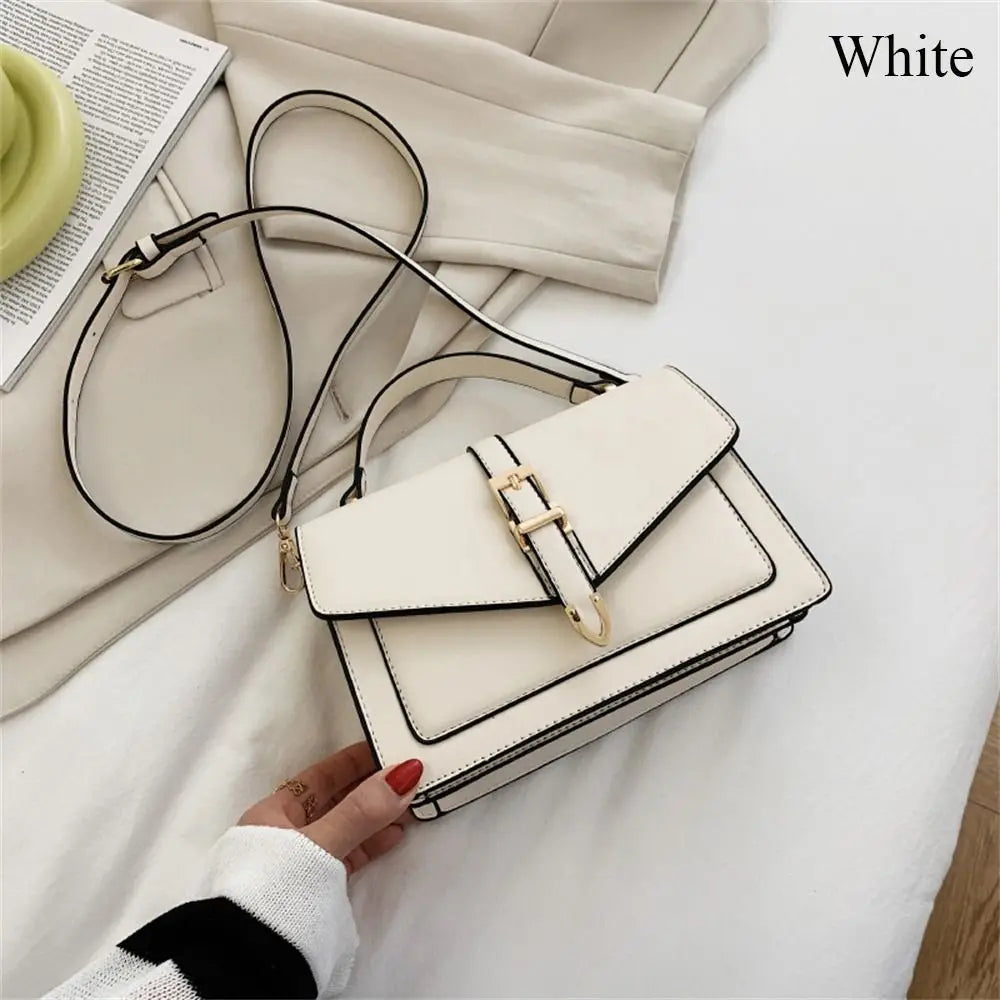 Women PU Leather Messenger Shoulder Bag Ladies Solid Color Simple Crossbody Bag Fashion Handbag Leisure Portable Sling Bag