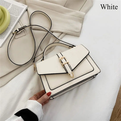 Women PU Leather Messenger Shoulder Bag Ladies Solid Color Simple Crossbody Bag Fashion Handbag Leisure Portable Sling Bag