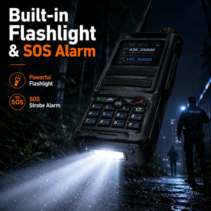10W Walkie Talkie IP68 Waterproof Two Way Radio 100-600MHz Long Range with LED Display & Flashlight for Outdoor Hunting