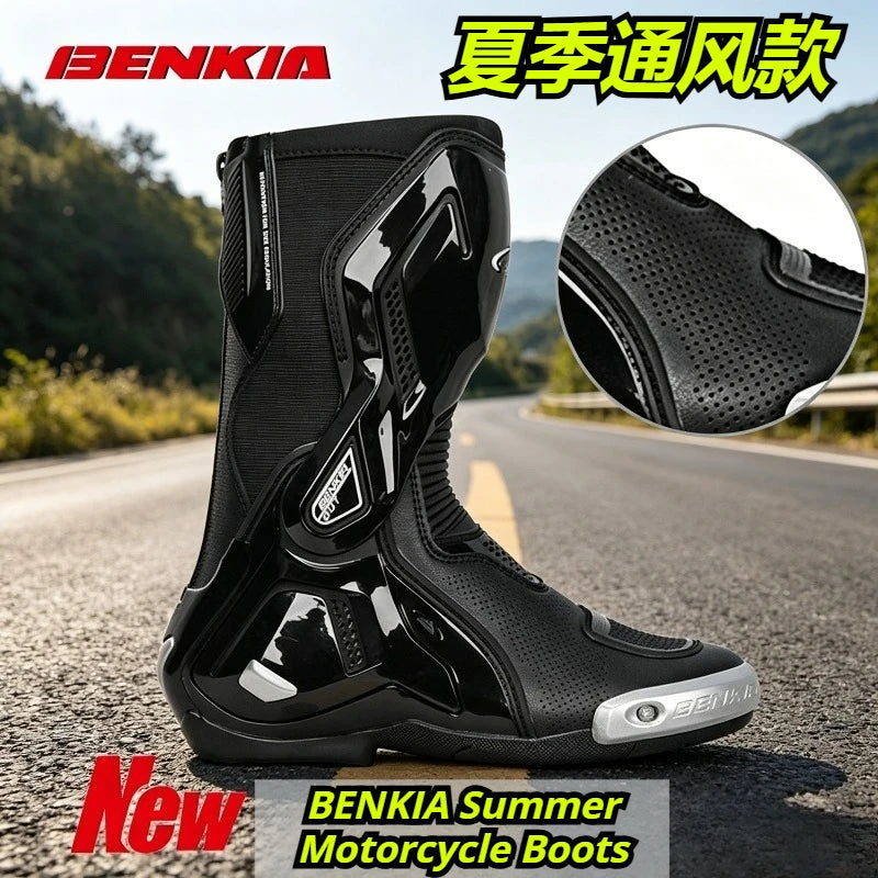 BENKIA Summer Motorcycle Boots CE Certification Professional Track Riding Boots Racing Zapato AntiCollision Off-Road for Rally