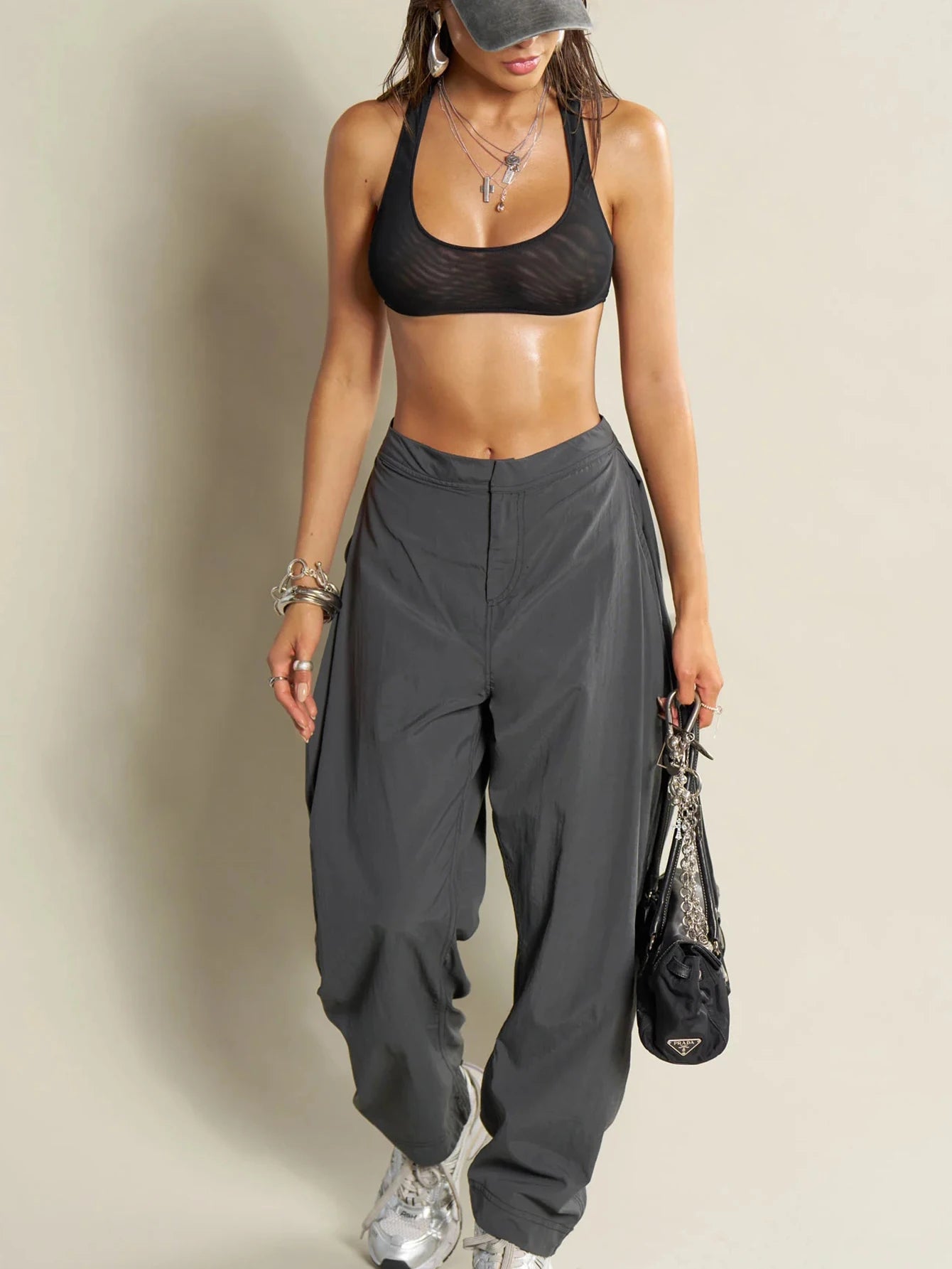 Women's Simple Slimming Street-Style Solid Color Semi-sheer Sleeveless Crop Top Women Gym Outfit