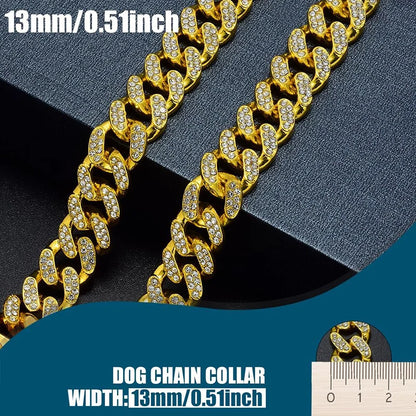 Cuban Dog Chain, Alloy Pet Dog Collar, Gold Necklace for Small to Large Dogs CEO BOSS Luxury Pendant Jewelry Accessory 2026 NEW