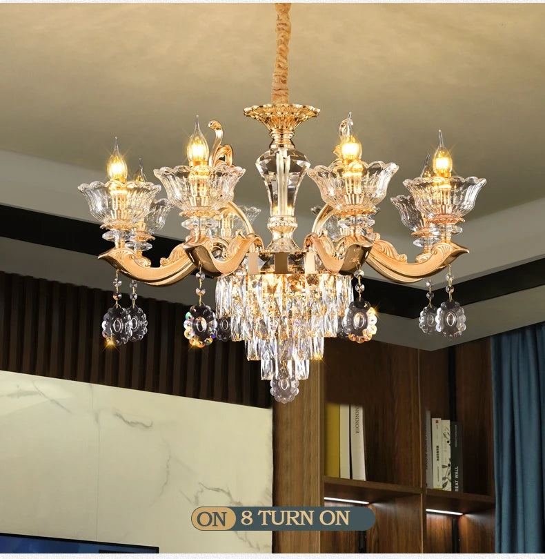 European Style Pendant Lamp Living Room Lamp Crystal Luxurious Atmosphere French Style Restaurant Lamp Duplex Building Lights