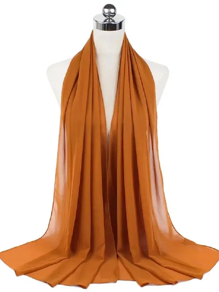 New Fashion Women Solid Chiffon Headscarf Ready To Wear Instant Hijab Scarf Muslim Shawl Islamic Hijabs Arab Wrap Head Scarves