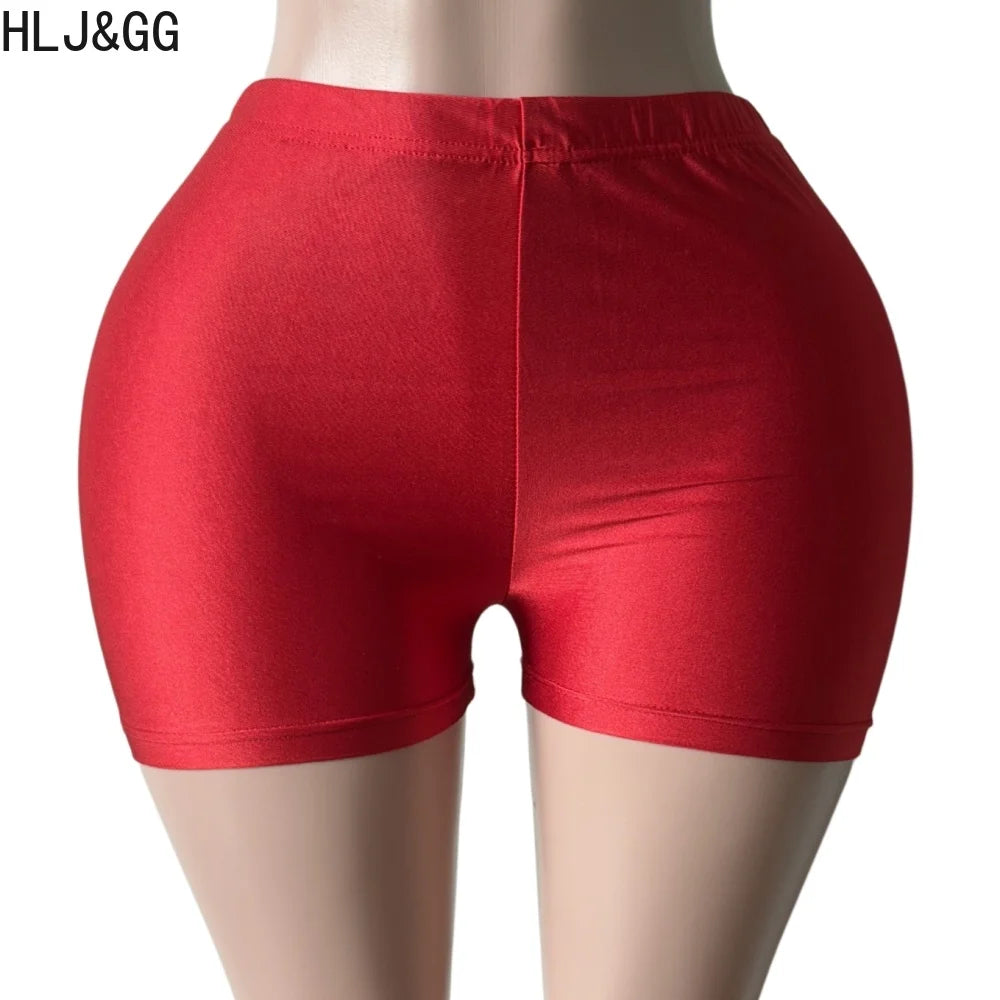 HLJ&GG Trend Fashion Letter Print Rivet Tshirts Two Piece Sets Women O Neck Sleeveless Top And Shorts Outfit Y2K 2pcs Streetwear