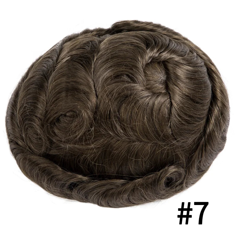 Full Lace Hair System Men Wig With Realistic Hairline Toupee For Men Breathable Male Hair Prosthesis 100% Human Hair Wig For Man