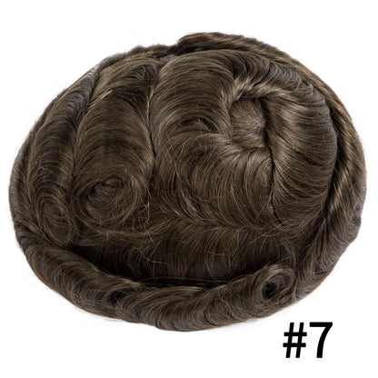 Full Lace Hair System Men Wig With Realistic Hairline Toupee For Men Breathable Male Hair Prosthesis 100% Human Hair Wig For Man