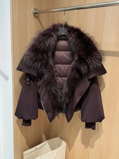 OFTBUY New Winter Jacket Women Large Real Fox Fur Collar Puffer Jacket Loose Warm Parkas Female White Duck Down Coats Female