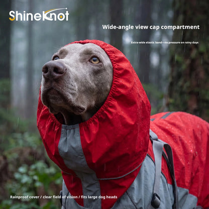 SHINEKNOT Pet Raincoat Night Reflective Strip Waterproof Raincoat Walking Clothing Large Dog All Inclusive Hooded Raincoat