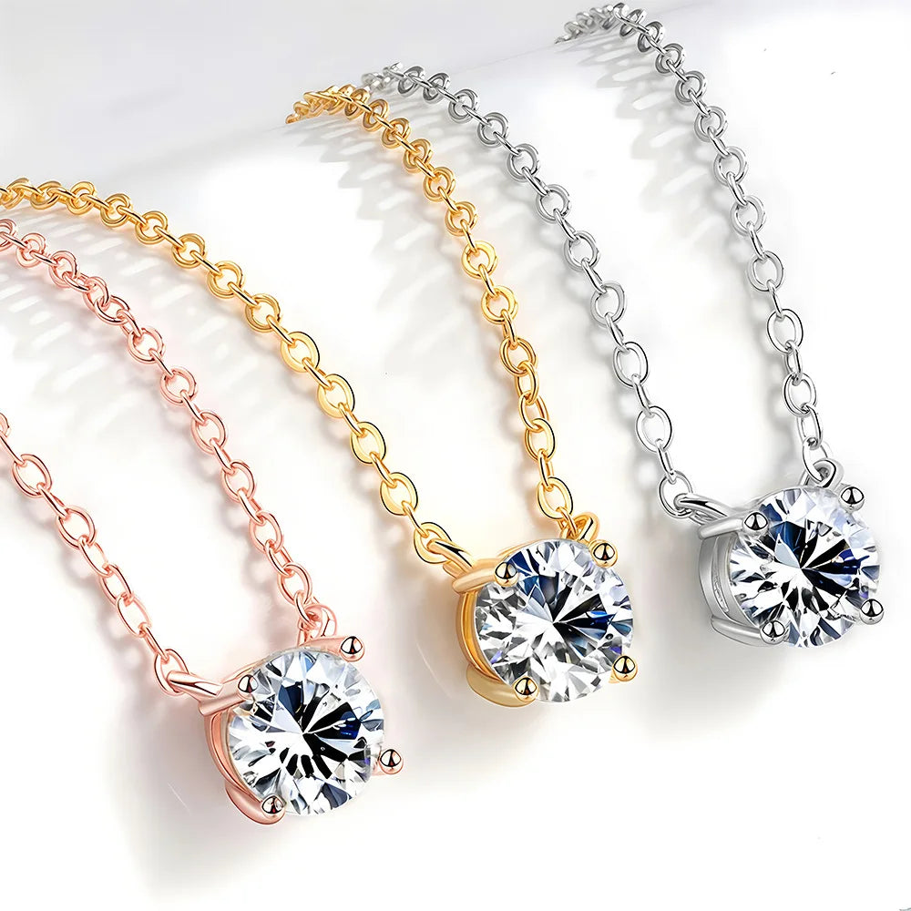 D VVS1 Moissanite 925 Sterling Silver Necklace Pendan Classics for Women Exquisite Wedding Jewelry Accessories Fashion Gifts