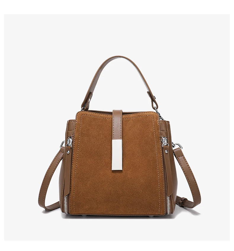 NEW Winter Women's Vintage Natural suede Leather Shoulder Bags Ladies Luxury Designer Cowhide Handbags Female Crossbody Bag