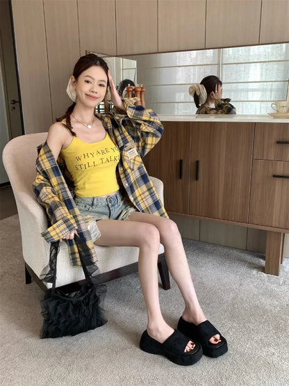 Women Platform Slippers Fashion Wedge Heeled Sandals Luxury Suede Casual Slides Summer New Beach Shoes for Women Sandalias Mujer
