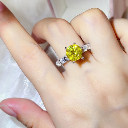 luxury 18K white gold and platinum PT950 marquise colored diamond moissanite ring women's colored special-shaped ring