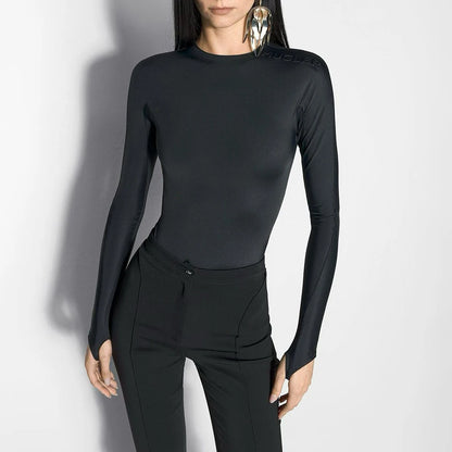 TWOTWINSTYLE Solid Spliced Folds Chic Jumpsuit Female O Neck Long Sleeve Loose Basics Casual Women's Jumpsuits Summer Fashion