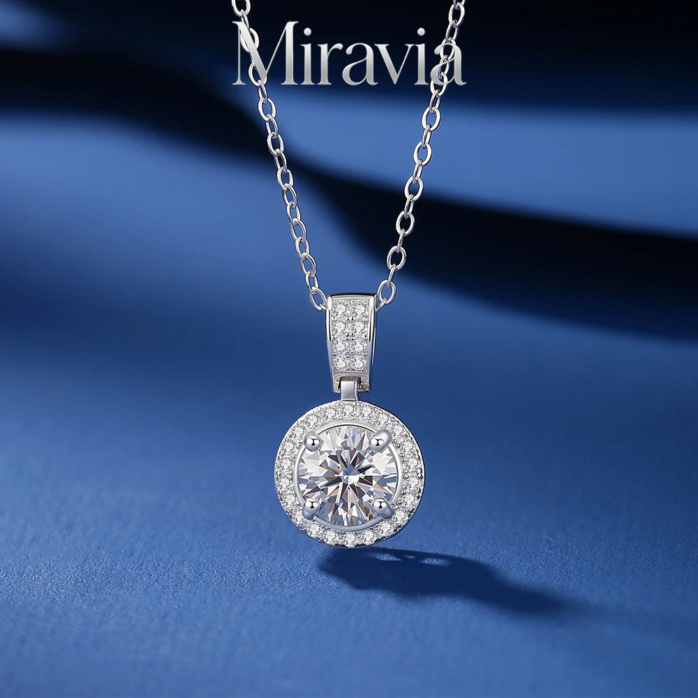 Sparkling VVS1 D Color Moissanite Necklace 925 Sterling Silver With Certificate For Women White Gold Plated Fine Wedding Jewelry