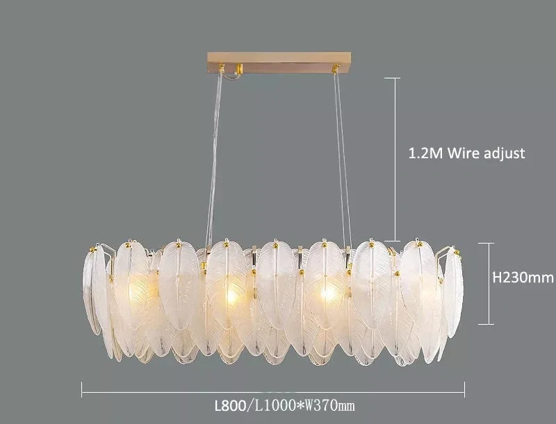 Luxury Villa Led Chandelier Feather Glass Gold Metal for Living Dining Table Room Bedroom Pendant Lights Home Decor Lustre Lamp