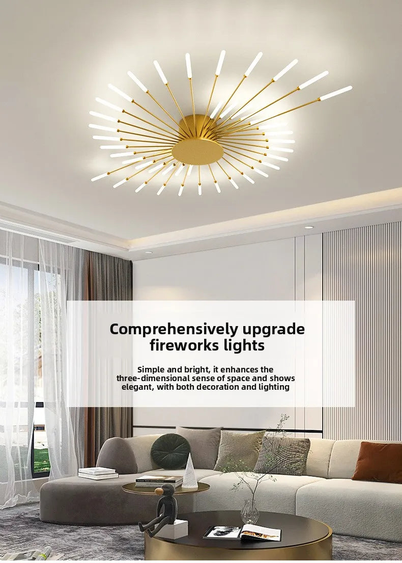 Minimalist LED Ceiling Lamp, Elegant Swirl Firework Design for Living Room, Bedroom, Dining Room