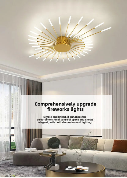 Minimalist LED Ceiling Lamp, Elegant Swirl Firework Design for Living Room, Bedroom, Dining Room