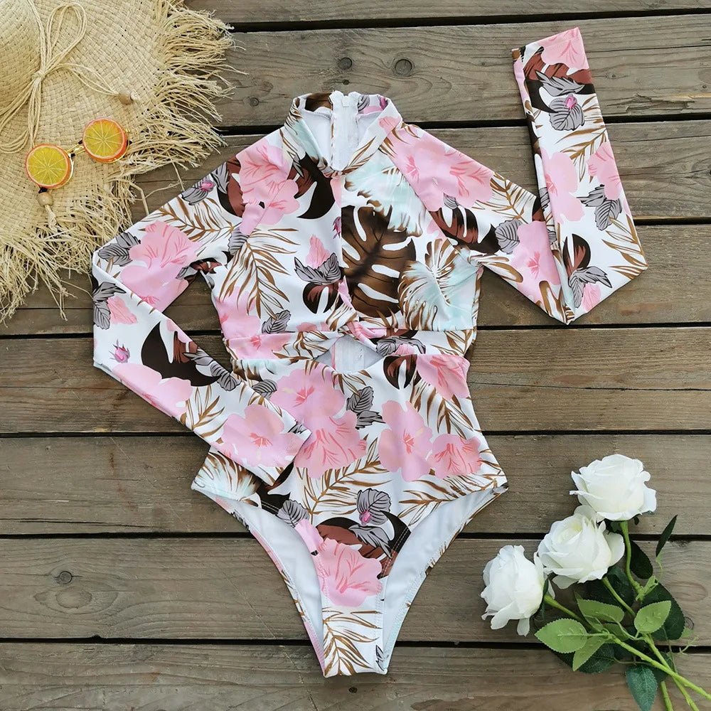 MUOLUX Rash Guard 2024 Long Sleeve One Piece Women Swimsuits Swimwear Female Monokini Uv Sun Protectio Zipper Sport Bathing Suit
