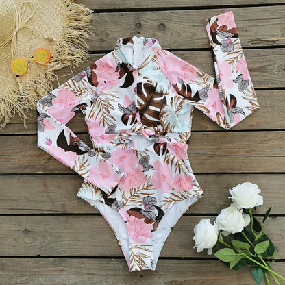 MUOLUX Rash Guard 2024 Long Sleeve One Piece Women Swimsuits Swimwear Female Monokini Uv Sun Protectio Zipper Sport Bathing Suit