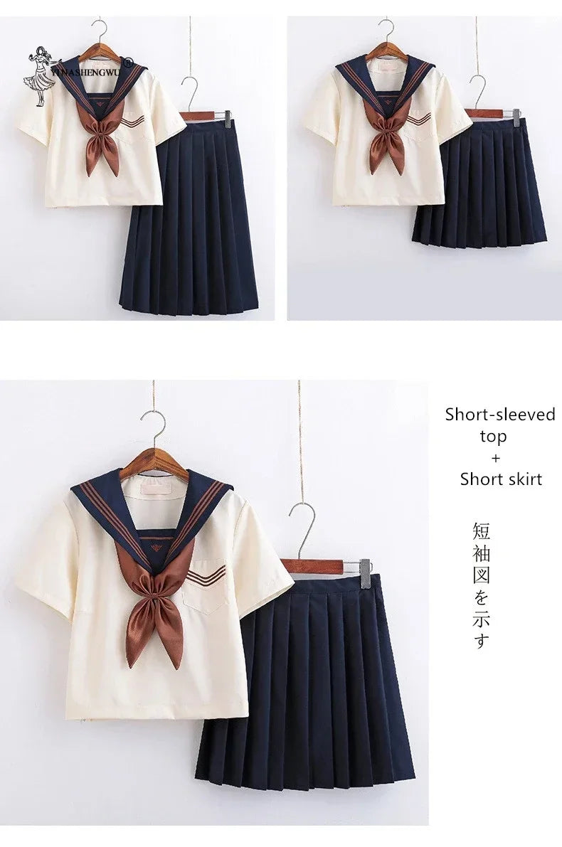 Japanese School Uniforms Anime COS Sailor Suit Jk Uniforms College Middle School Uniform For Girls Students Light Yellow Costume