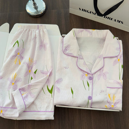 Women Summer Lapel Open Front Pajama Set Short Sleeve Top Shorts, Sweet Ins Teen Loungewear, Casual Daily Outdoor Home Wear Suit